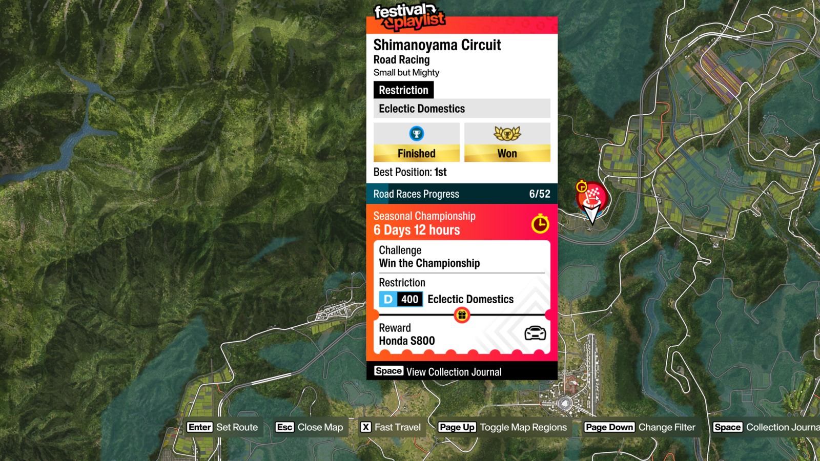 Shimanoyama Circuit on the Map for the region Treasure Hunt guide FH6