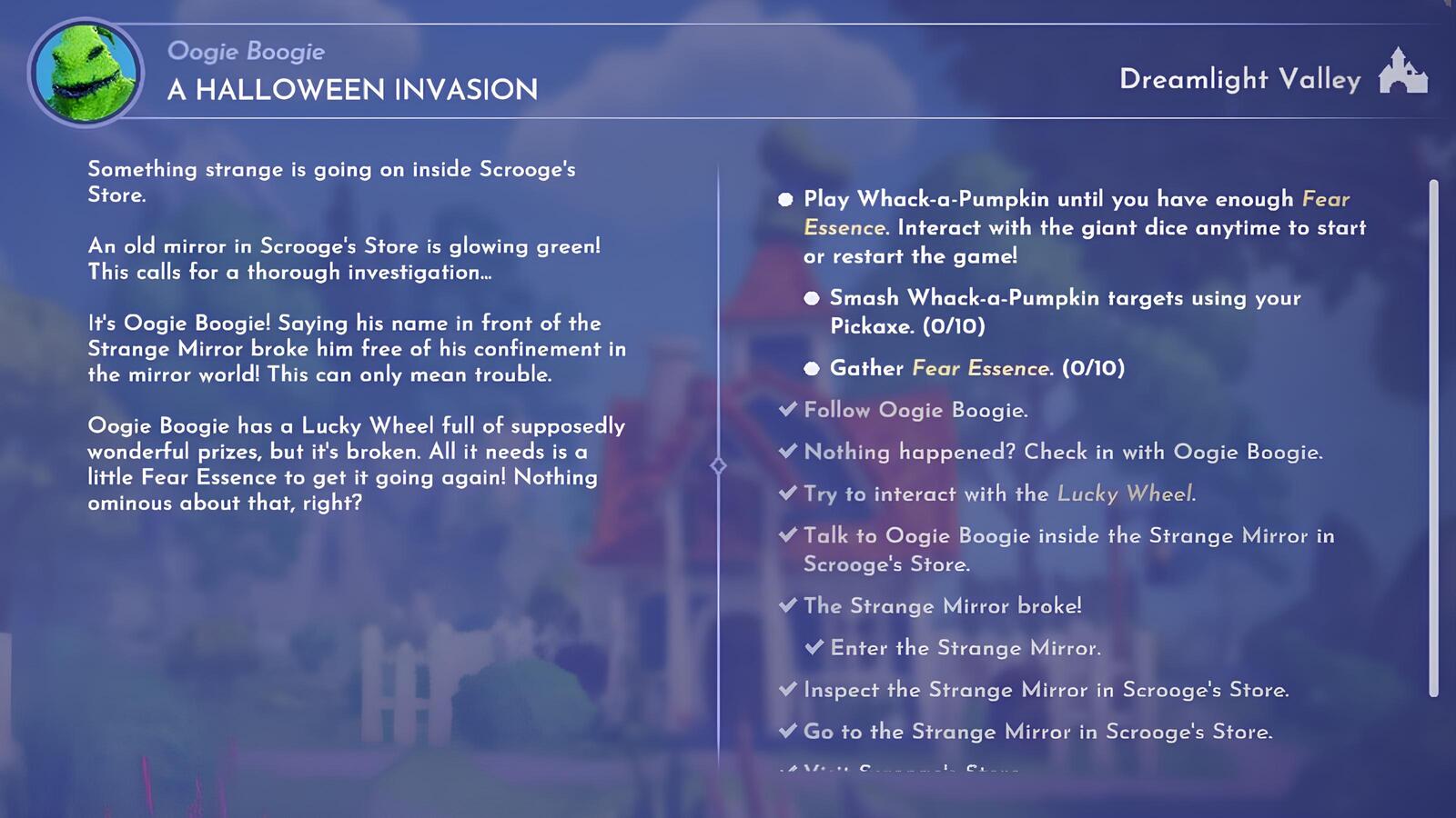 A Halloween Invasion Quest in Disney Dreamlight Valley (DDV)