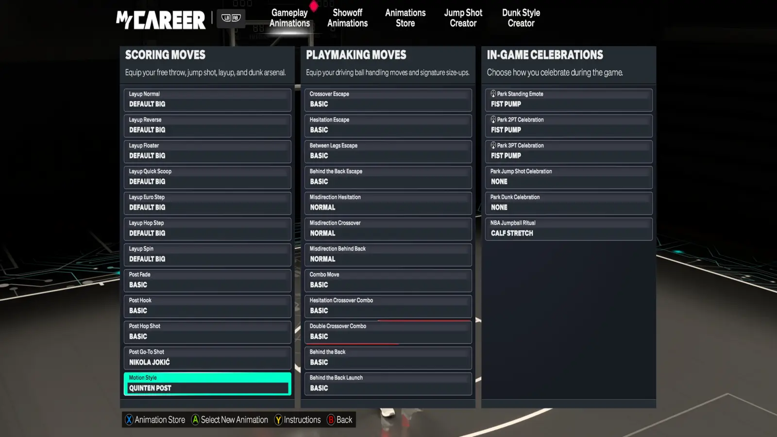 Animation Menu in NBA 2K27