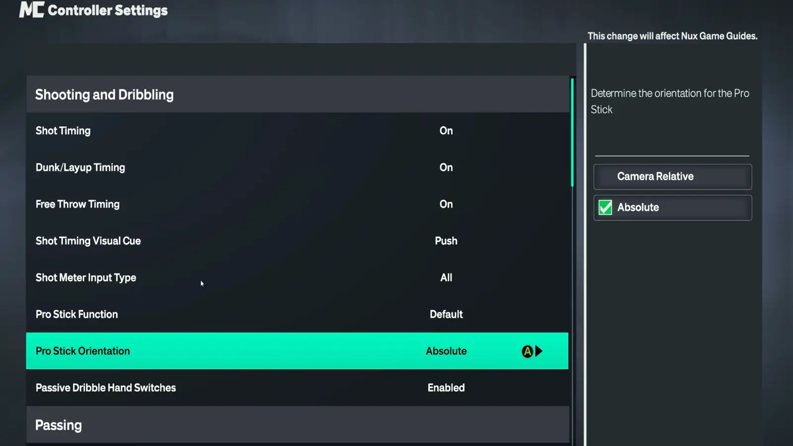 Controller Settings in NBA 2K27
