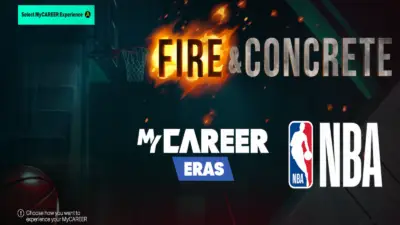 Screenshot of the Fire & Concrete mode in MyCAREER Menu used as the featured image for how to skip the G-League guide in NBA 2K27.