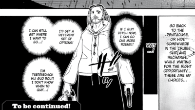 Screenshot from Hunter x Hunter Chapter 420 used as the featured image for Chapter 421 Spoilers Summary Guide