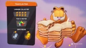 Screenshot of the post level screen for Trampoline Park Lasagna Locations in Garfield - Escape from Monday used as the featured image.