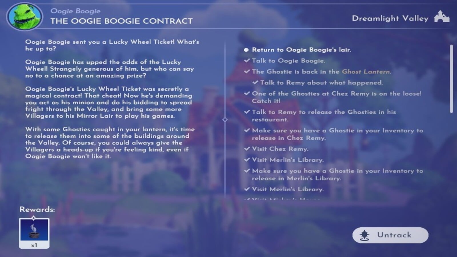 Completing the Oogie Boogie Contract in Disney Dreamlight Valley