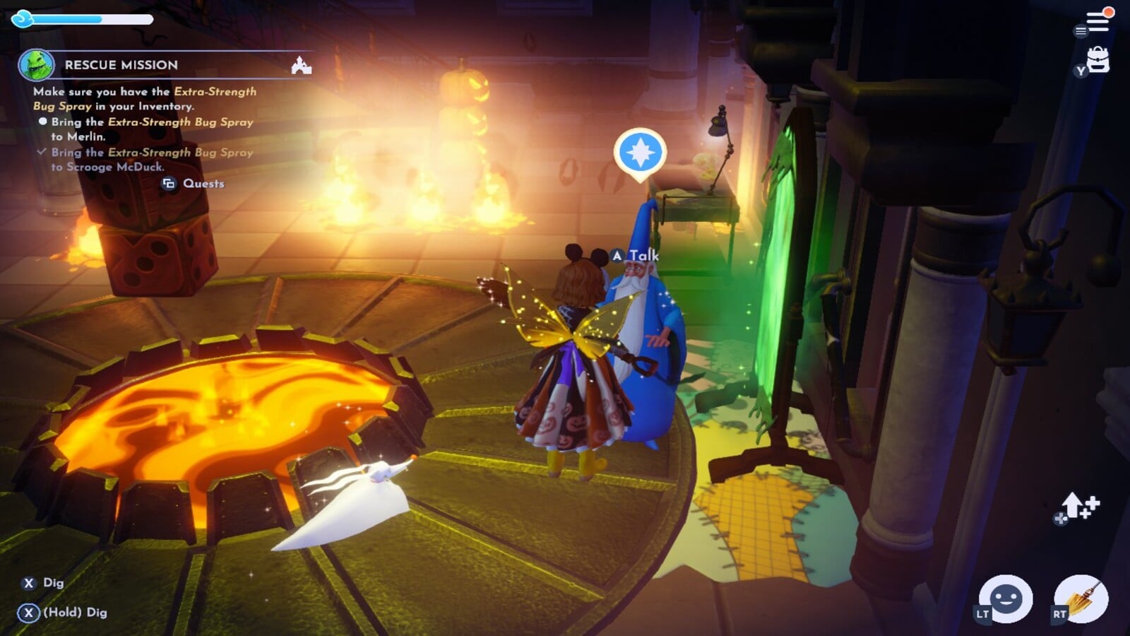 Giving Extra-Strength Bug Spray to Merlin in Disney Dreamlight Valley