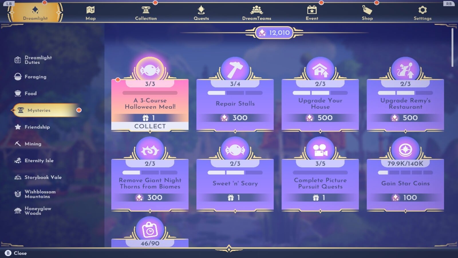 Halloween Mystery Dreamlight Quest Log in DDV