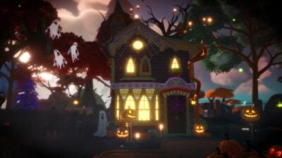 Screenshot of the Haunted Manson in the Floating Festival Disney Dreamlight Valley used as the featured image.