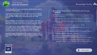 Screenshot of the Rescue Mission Quest Log in Disney Dreamlight Valley Used as Featured Image